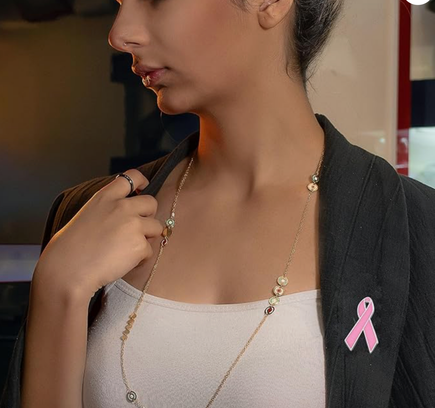 Pin lazo rosa lucha contra el cancer de mama