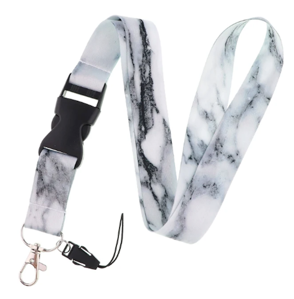Lanyard y Porta credencial Marmol Blanco