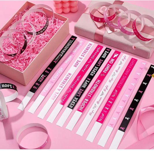 Pulsera Lazo rosa lucha contra el cancer de mama de papel