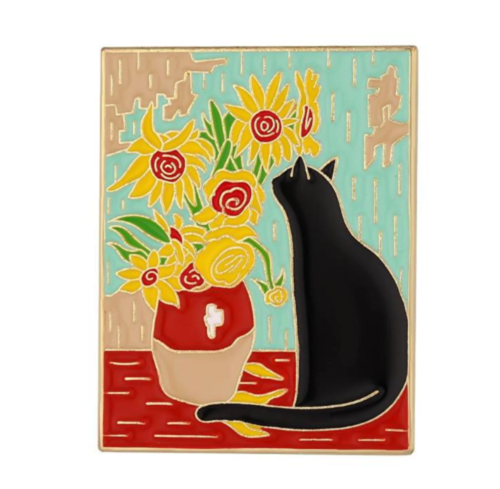 Pin Gato girasoles