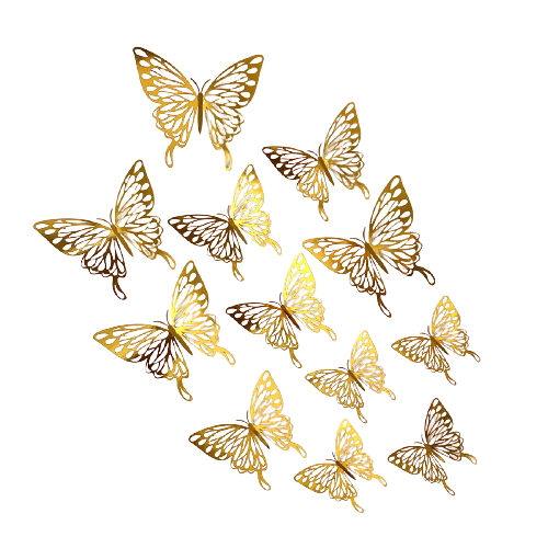 Set mariposas decorativas dorado viejo (PRECIO SET 3 UNIDADES)