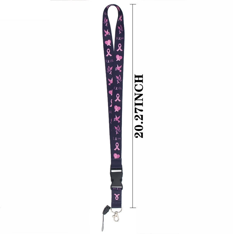 Lanyard y Porta credencial lazo rosa lucha contra el cancer - Yukawaii