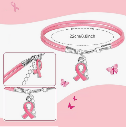 Pulsera Lazo rosa lucha contra el cancer de mama