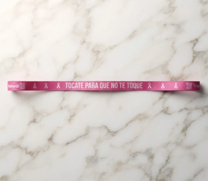 Pulsera Lazo rosa con broche