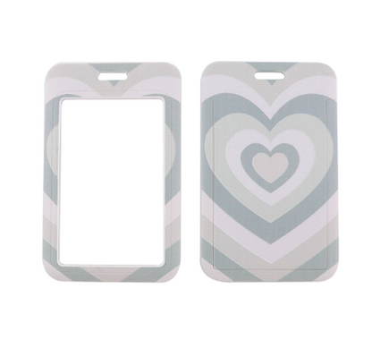 Lanyard y Porta credencial Corazones Gris