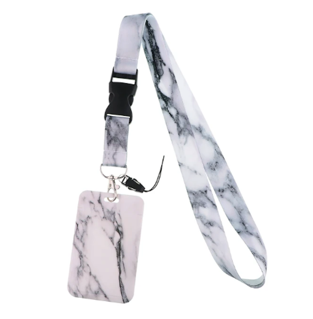 Lanyard y Porta credencial Marmol Blanco