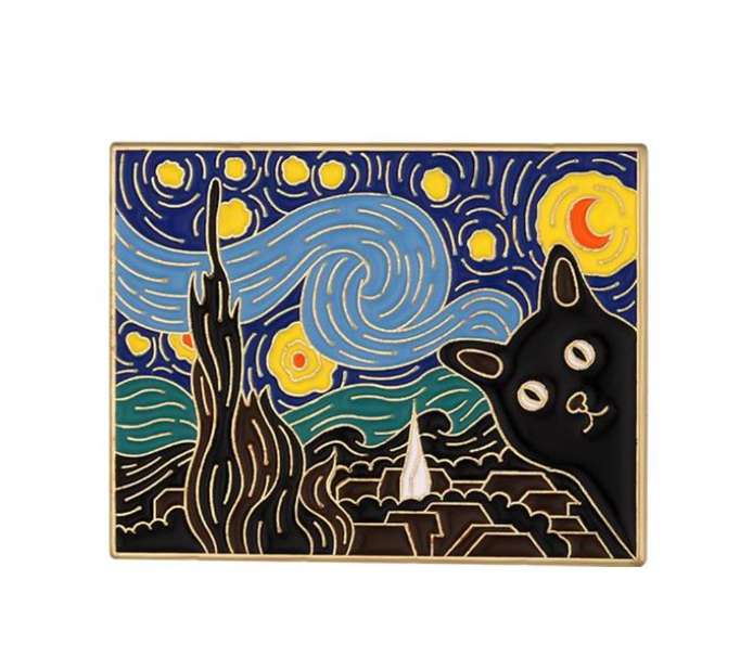 Pin Gato noche estrellada