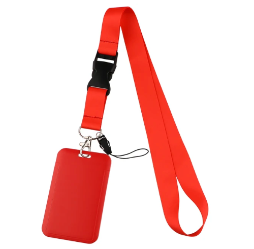 Lanyard y Porta credencial rojo