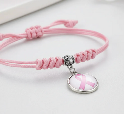 Pulsera Lazo rosa lucha contra el cancer de mama ajustable