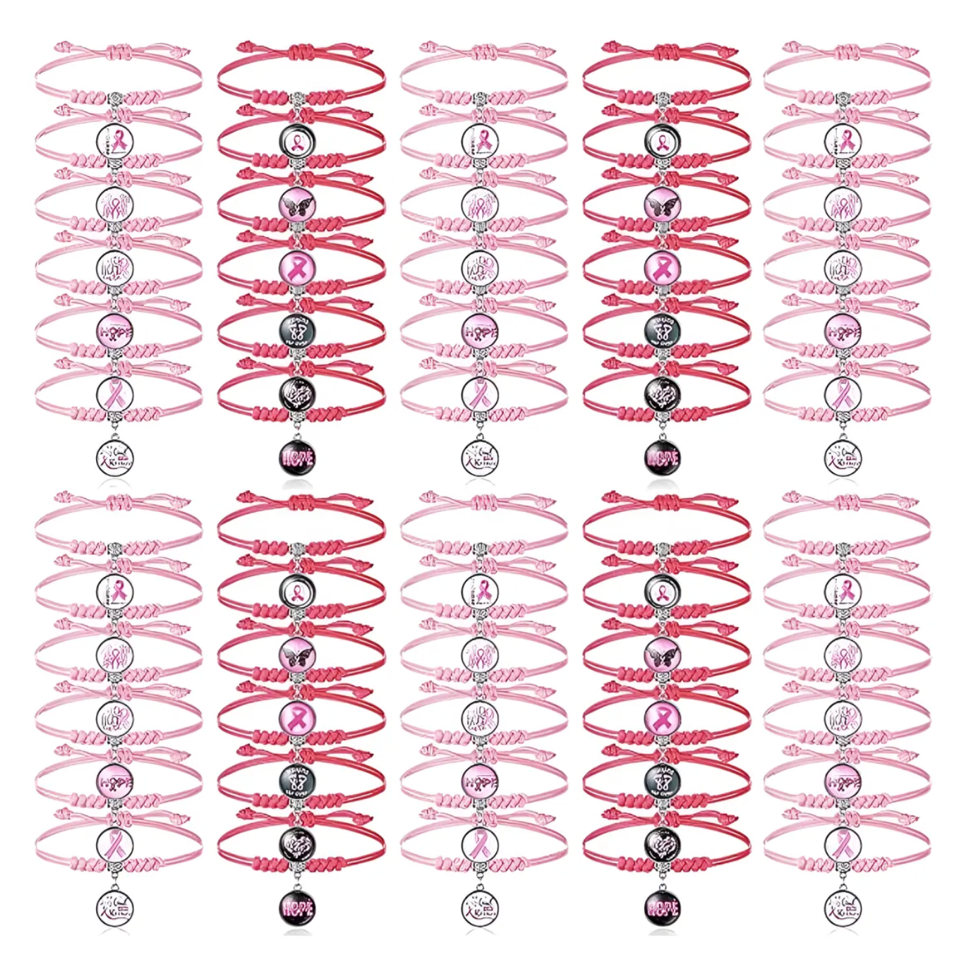 Pulsera Lazo rosa lucha contra el cancer de mama ajustable