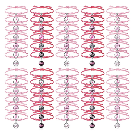 Pulsera Lazo rosa lucha contra el cancer de mama ajustable