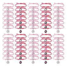 Cargar imagen en el visor de la galería, Pulsera Lazo rosa lucha contra el cancer de mama ajustable
