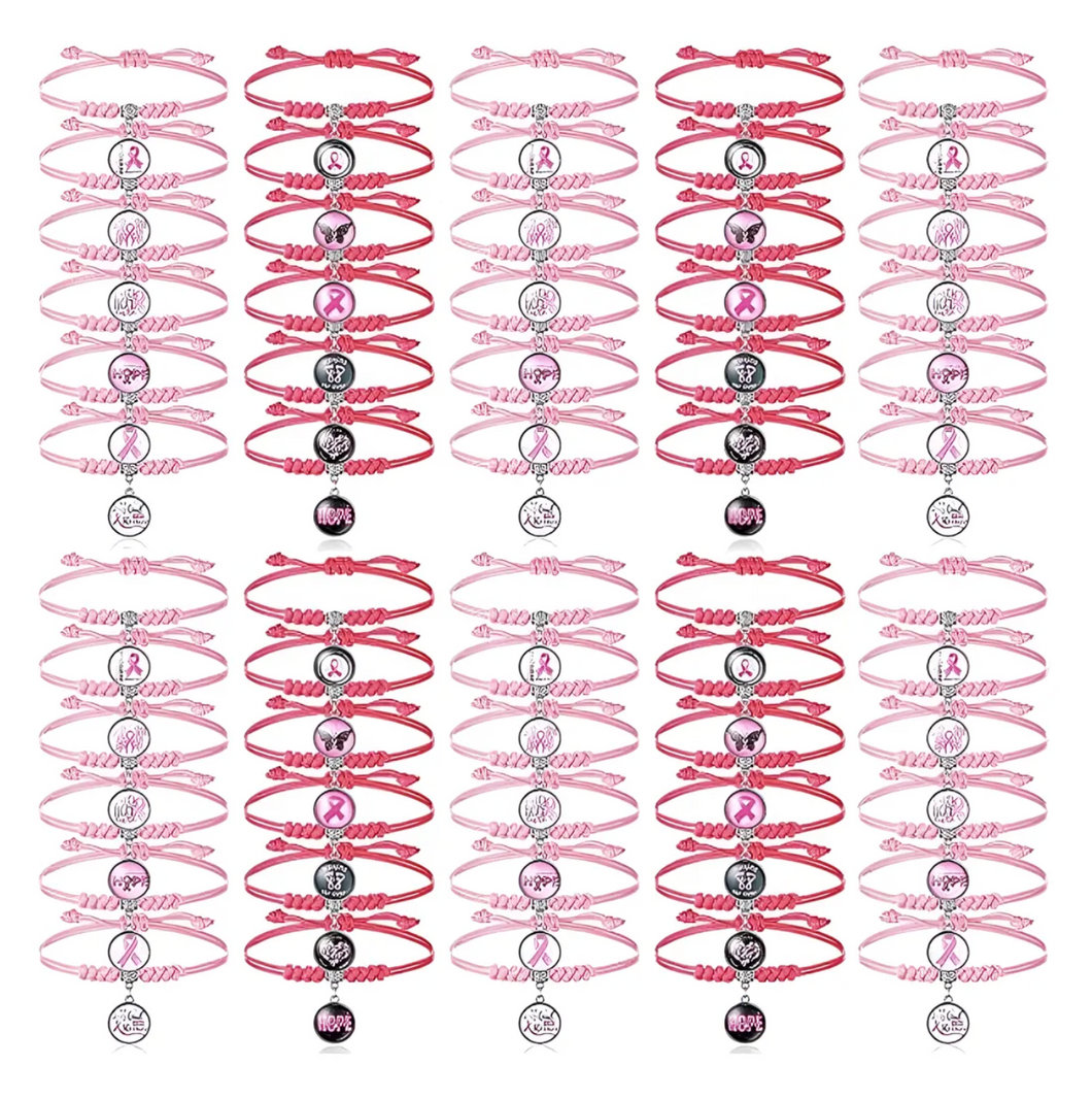 Pulsera Lazo rosa lucha contra el cancer de mama ajustable