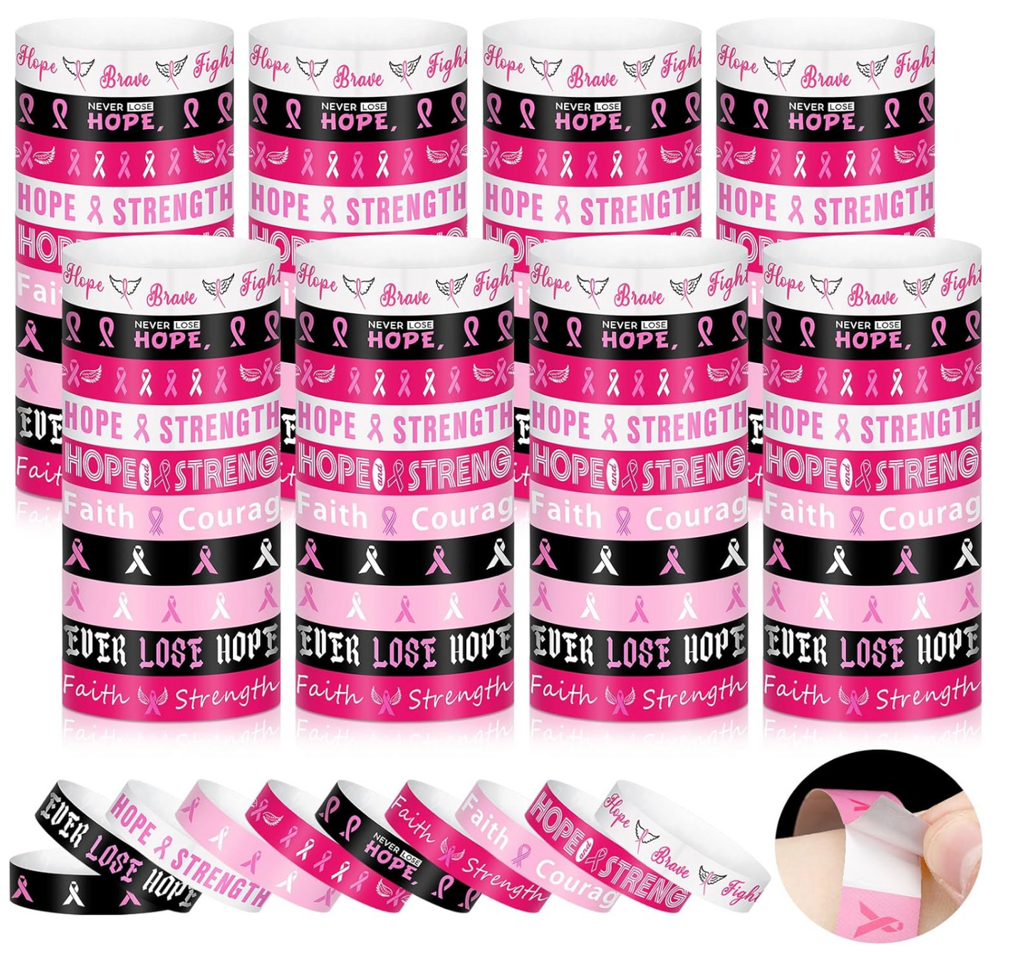 Pulsera Lazo rosa lucha contra el cancer de mama de papel