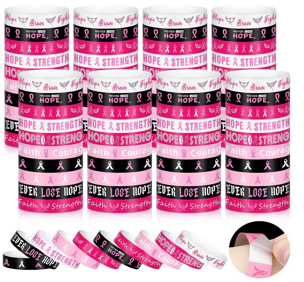 Pulsera Lazo rosa lucha contra el cancer de mama de papel