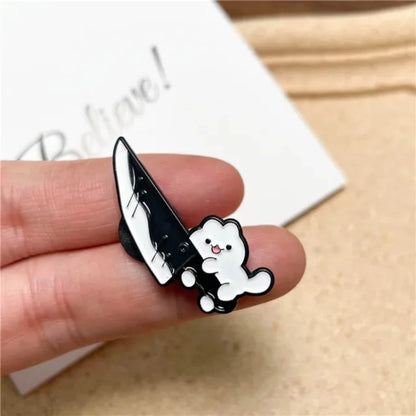 Pin Gato con cuchillo
