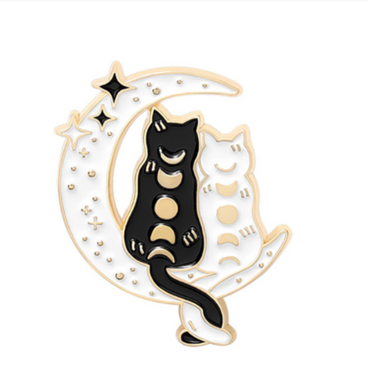 Pin gato luna y estrellas