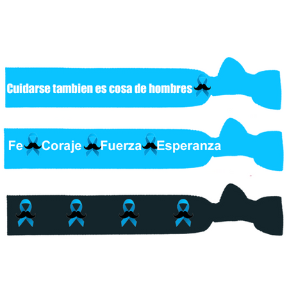 Set 3 Pulsera Lazo azul cancer de prostata