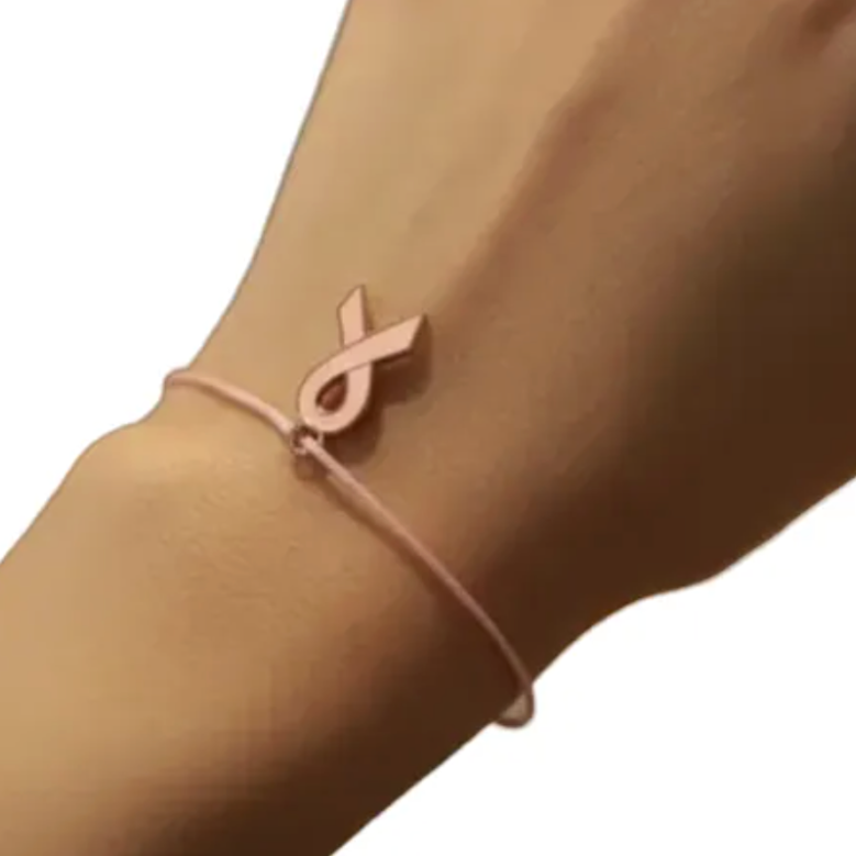 Pulsera Lazo rosa lucha contra el cancer de mama con dije