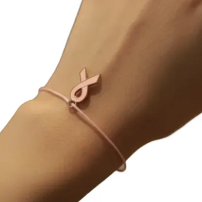 Pulsera Lazo rosa lucha contra el cancer de mama con dije