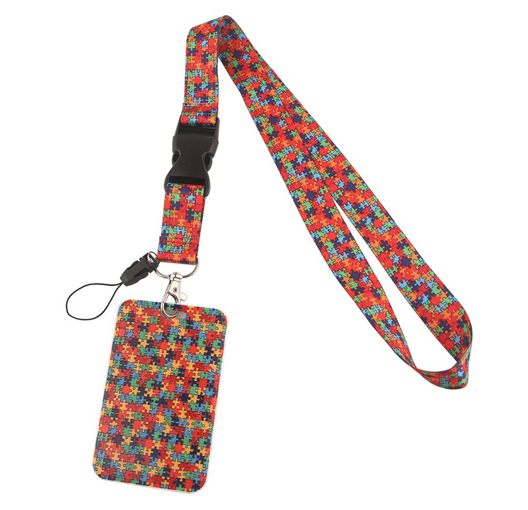 Lanyard y Porta credencial rompecabezas autismo
