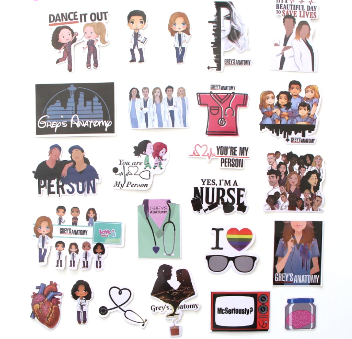 Paquete Stickers Grey´s Anatomy - Yukawaii