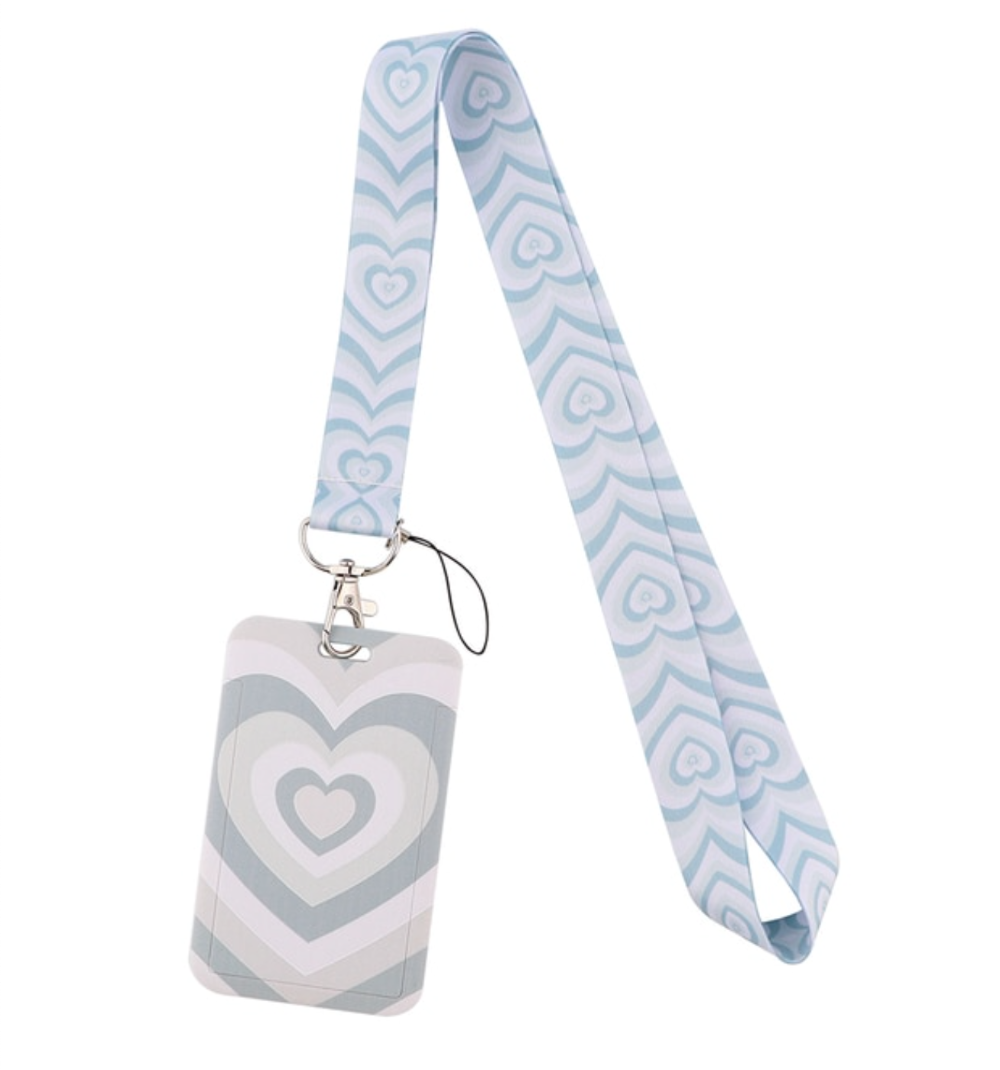 Lanyard y Porta credencial Corazones Gris