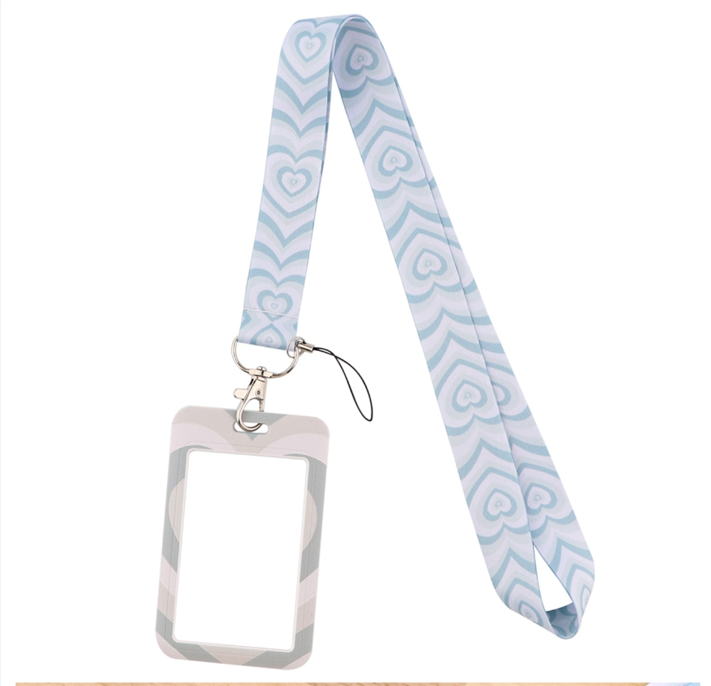 Lanyard y Porta credencial Corazones Gris