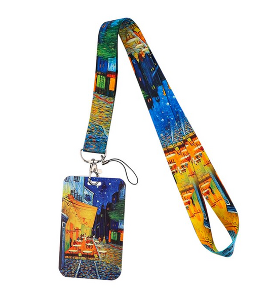 Lanyard y Porta credencial Van Gogh, Terraza de cafe por la Noche