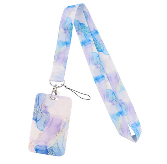 Lanyard y Porta credencial Marmol Azul
