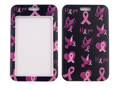 Lanyard y Porta credencial lazo rosa lucha contra el cancer - Yukawaii