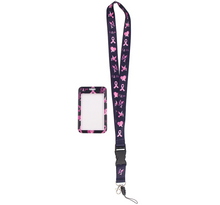 Cargar imagen en el visor de la galería, Lanyard y Porta credencial lazo rosa lucha contra el cancer
