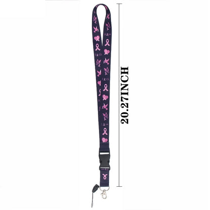 Lanyard y Porta credencial lazo rosa lucha contra el cancer - Yukawaii