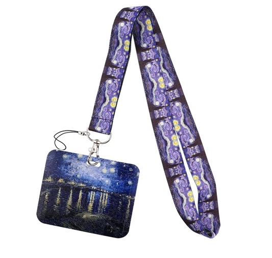 Lanyard y Porta credencial Noche estrellada