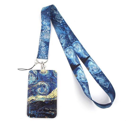 Lanyard y Porta credencial Van Gogh, noche estrellada - Yukawaii
