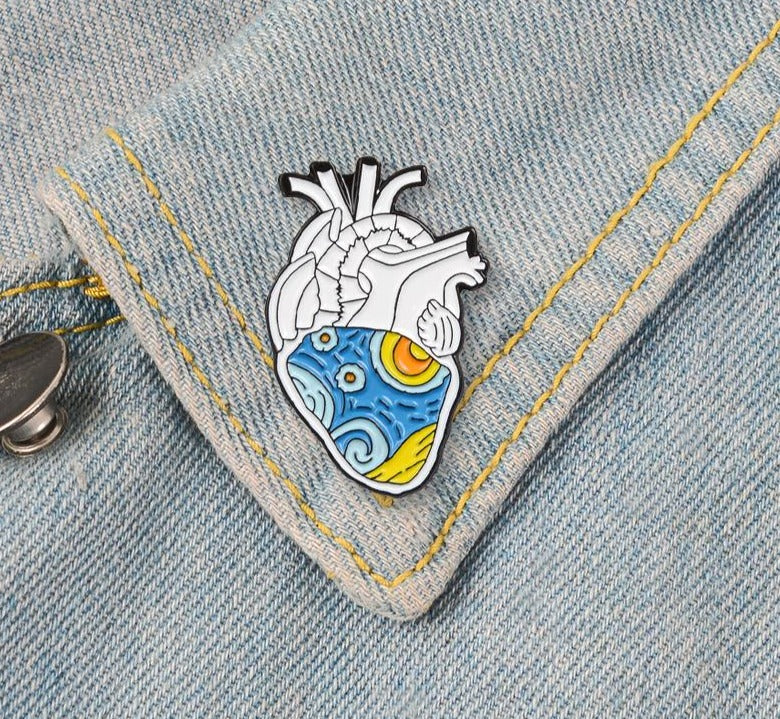 Pin Corazón Noche estrellada
