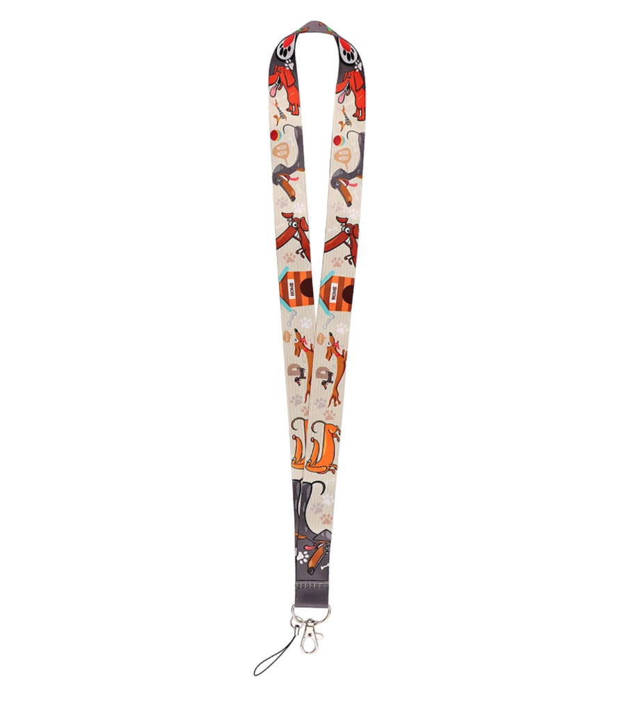 Amabro Bonito Cordón Con Soporte Para Tarjetas De Identificación, Carretes Retráctiles De Perro Salchicha Con Clip Ajustable Para El Cuello, Llavero, Protector De Etiqueta De Nombre Para Profesores