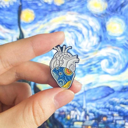 Pin Corazón Noche estrellada
